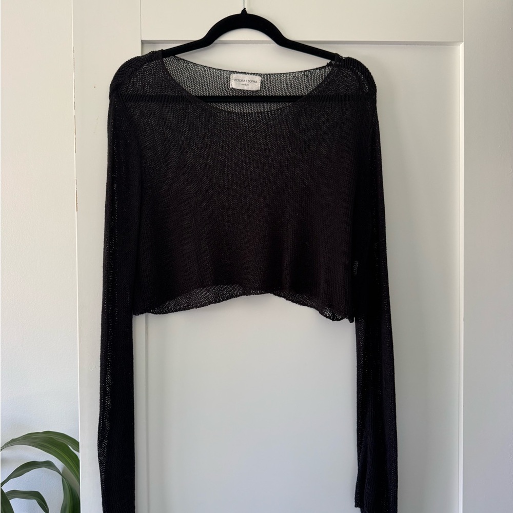 Elegant Black Long Sleeve Women's Top